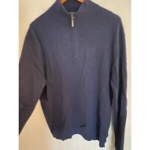 Qi New York 1/4 Zip Blue Cashmere Quarter Zip Speckled Pullover Men’s Size XL